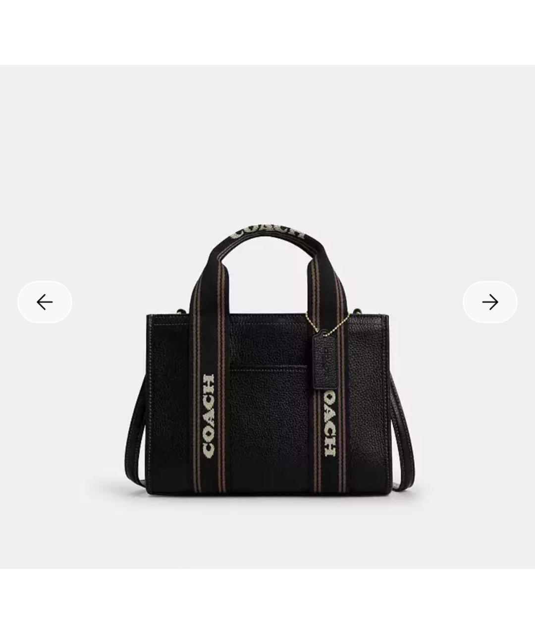 COACH Черная кожаная сумка с короткими ручками, фото 10