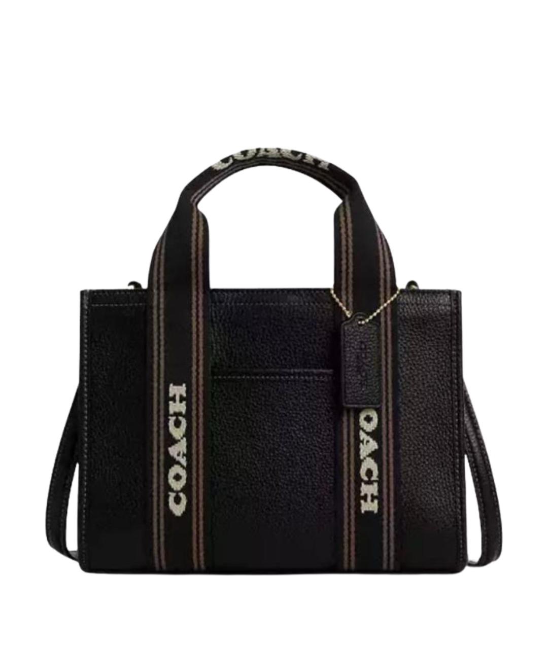 COACH Черная кожаная сумка с короткими ручками, фото 1