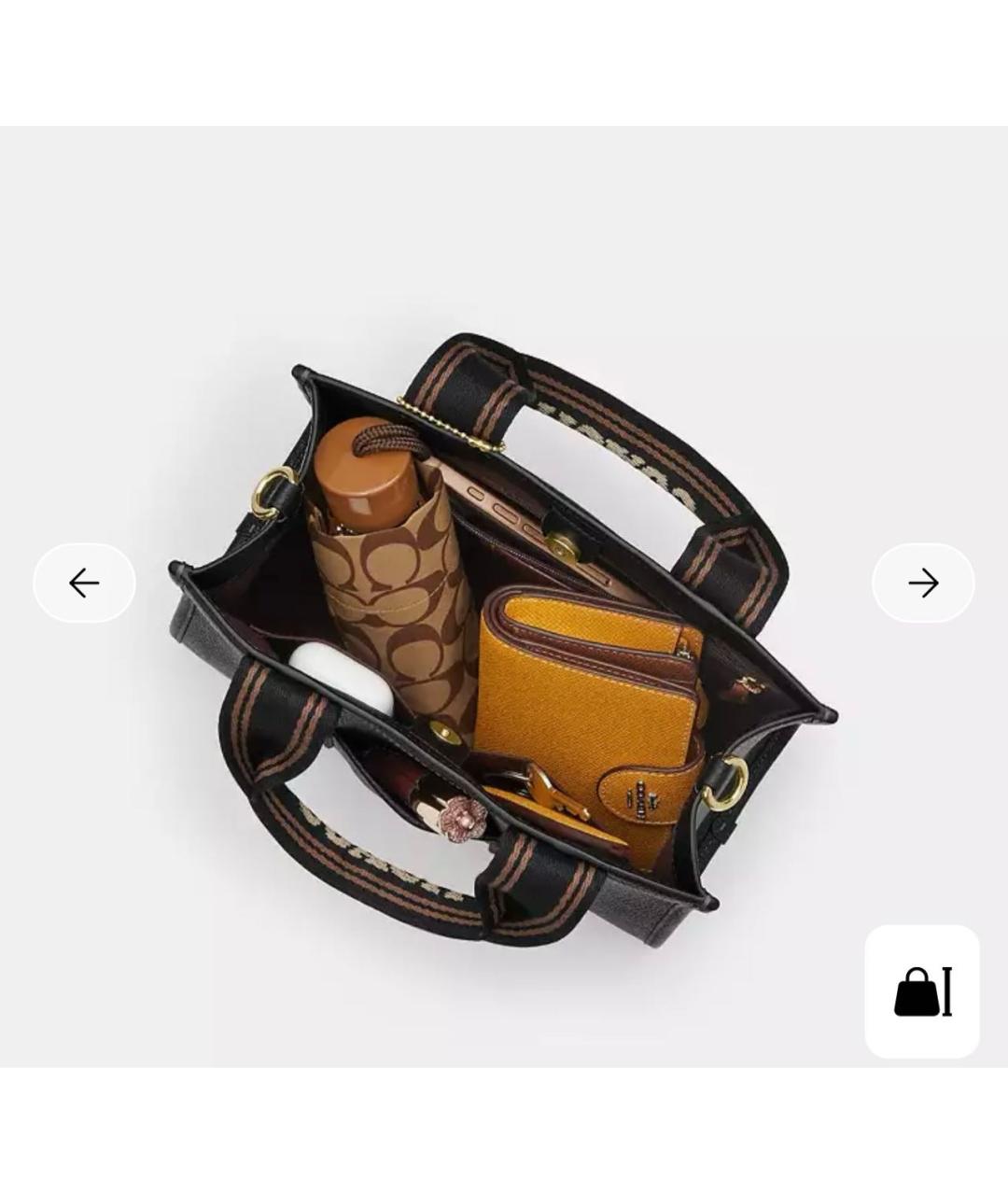 COACH Черная кожаная сумка с короткими ручками, фото 8