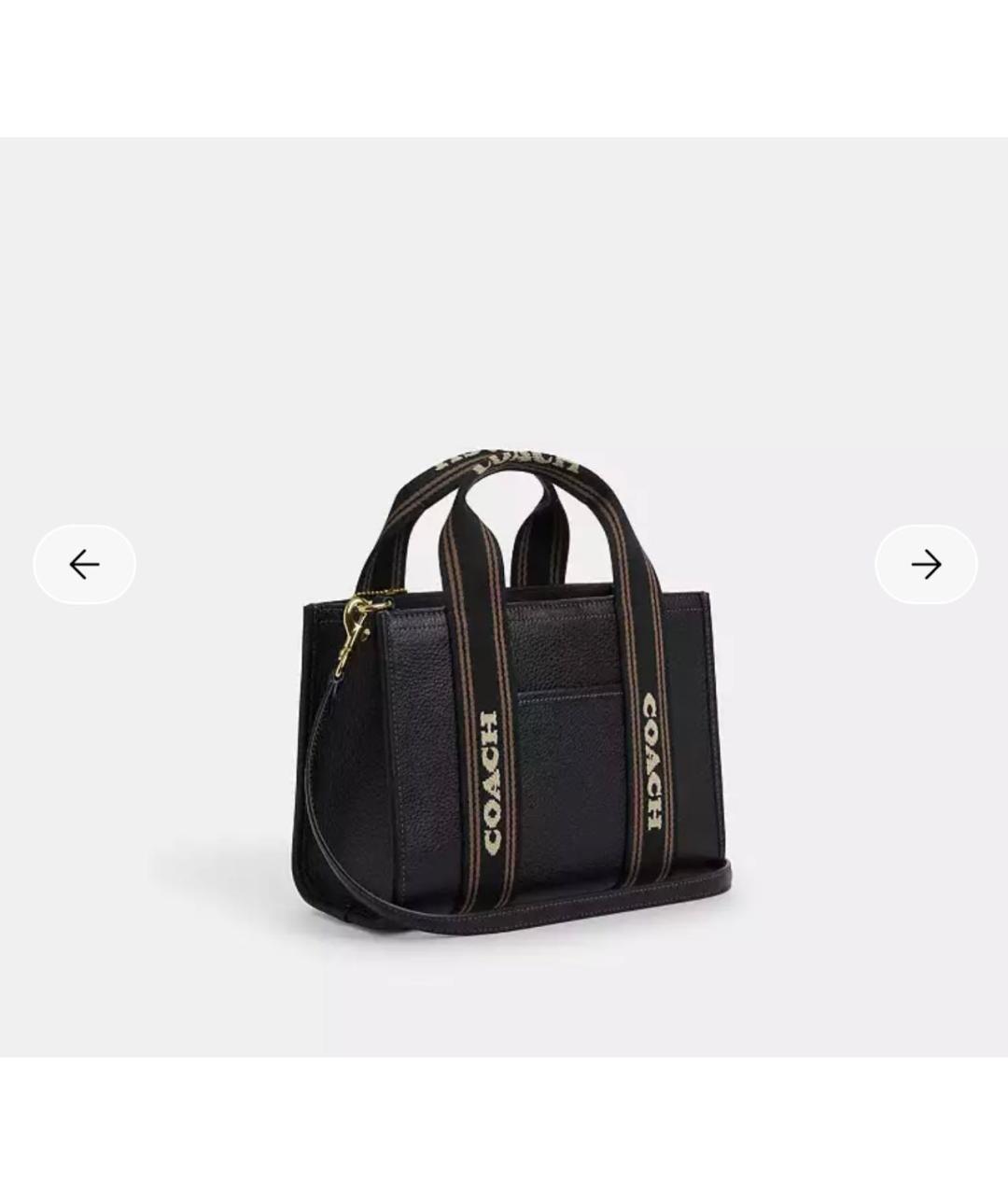 COACH Черная кожаная сумка с короткими ручками, фото 3