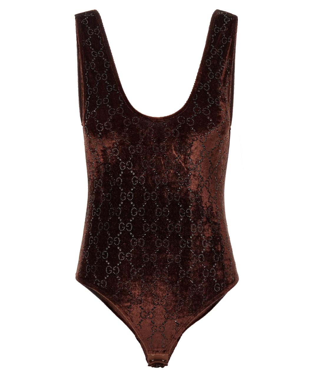 GUCCI Коричневая полиамидовая майка, фото 1