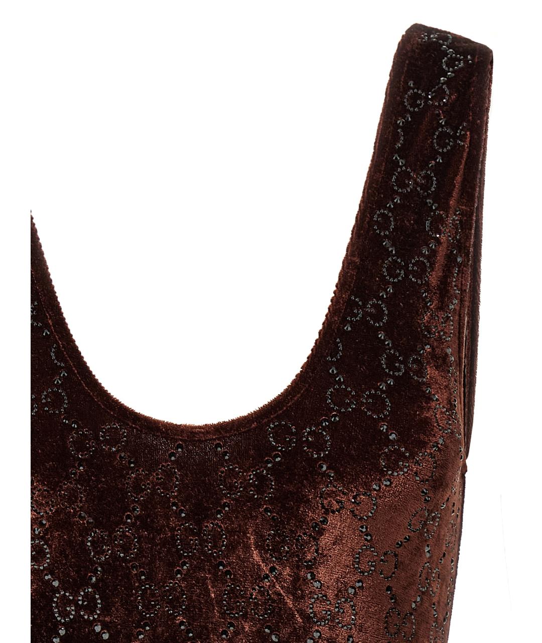 GUCCI Коричневая полиамидовая майка, фото 3