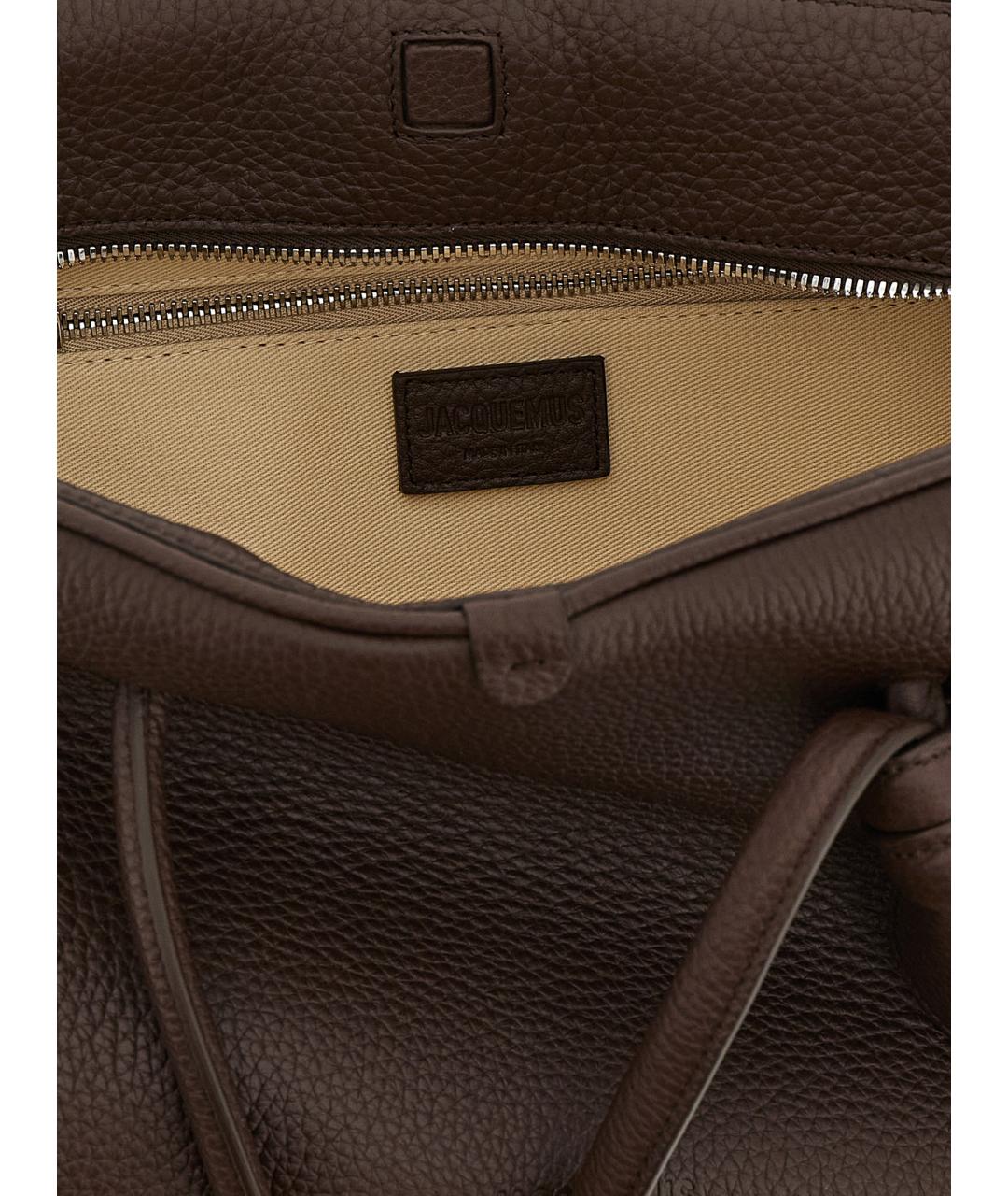 JACQUEMUS Коричневая кожаная сумка тоут, фото 4