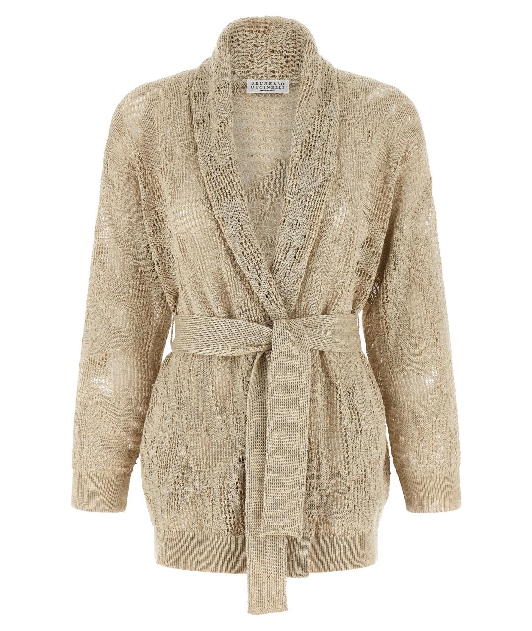 BRUNELLO CUCINELLI Бежевый льняной кардиган, фото 1