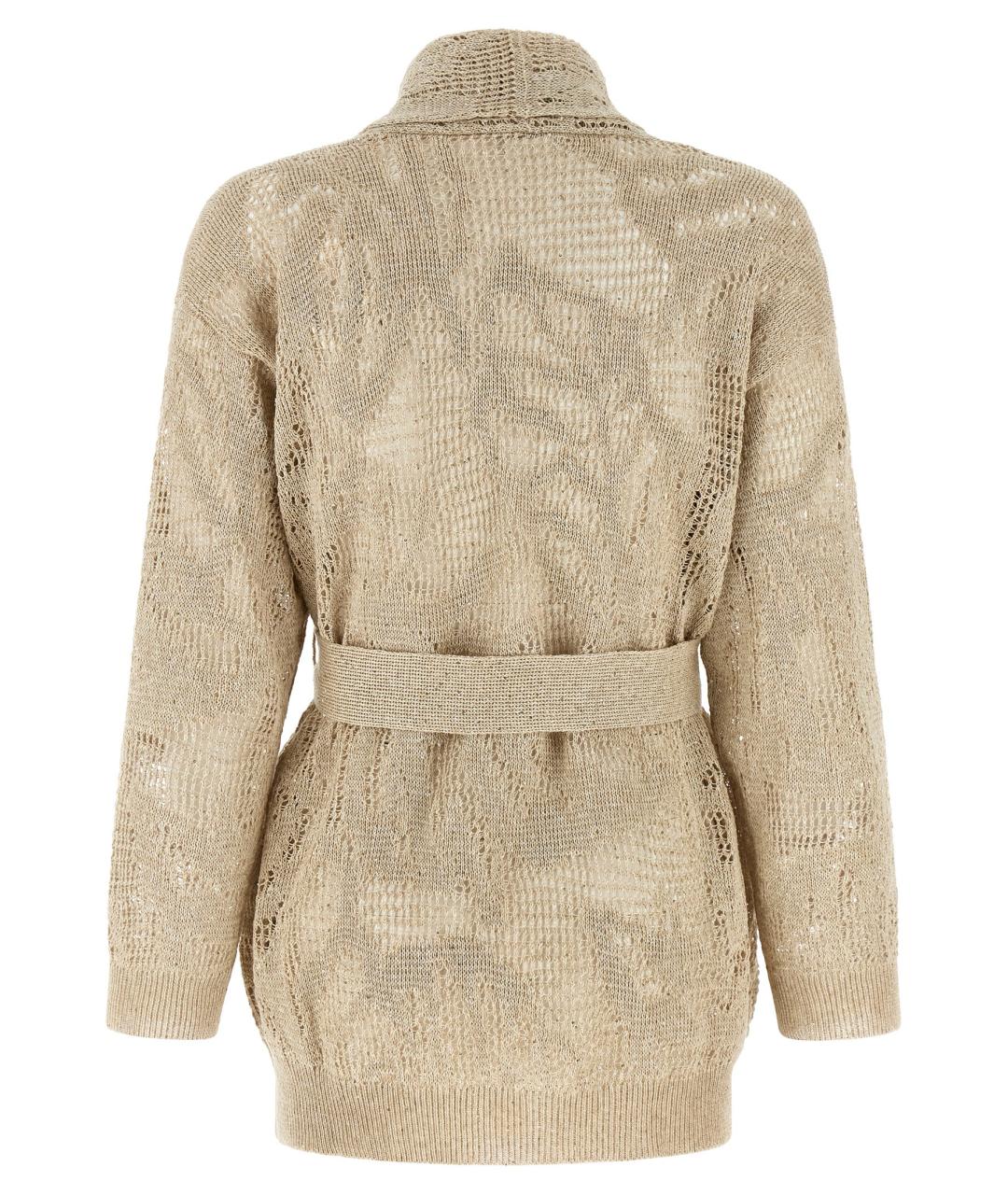 BRUNELLO CUCINELLI Бежевый льняной кардиган, фото 2