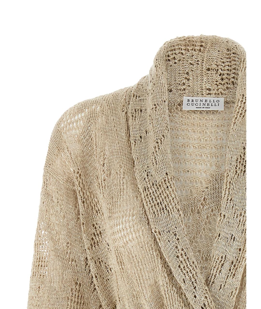 BRUNELLO CUCINELLI Бежевый льняной кардиган, фото 3
