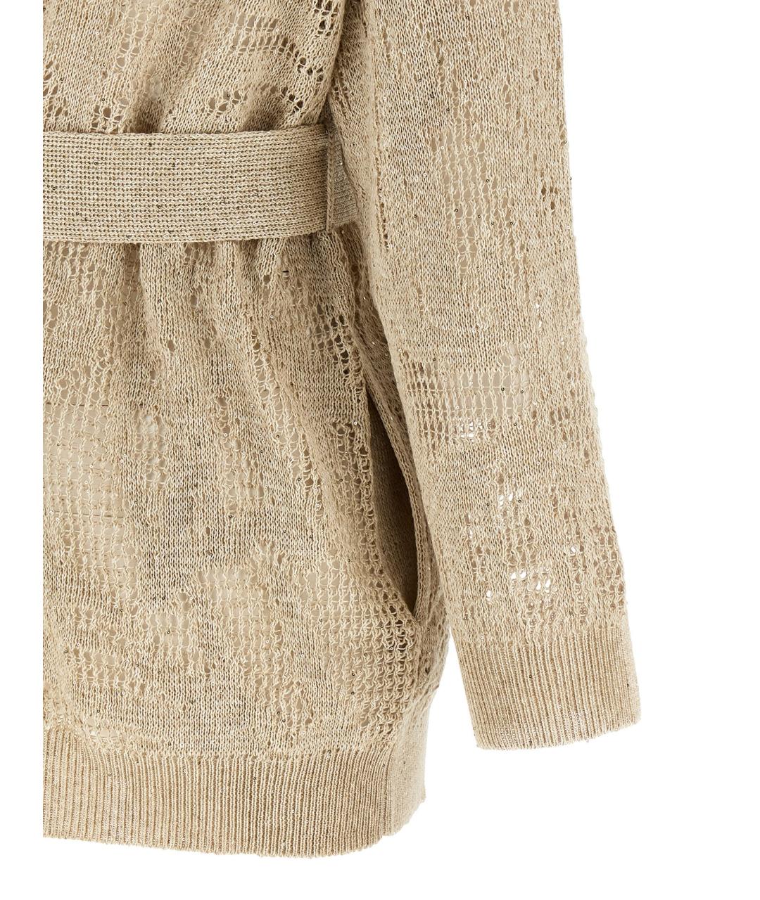 BRUNELLO CUCINELLI Бежевый льняной кардиган, фото 4