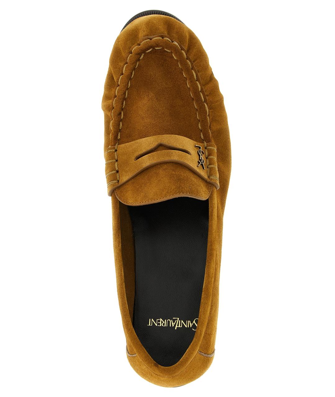 SAINT LAURENT Коричневые замшевые лоферы, фото 4