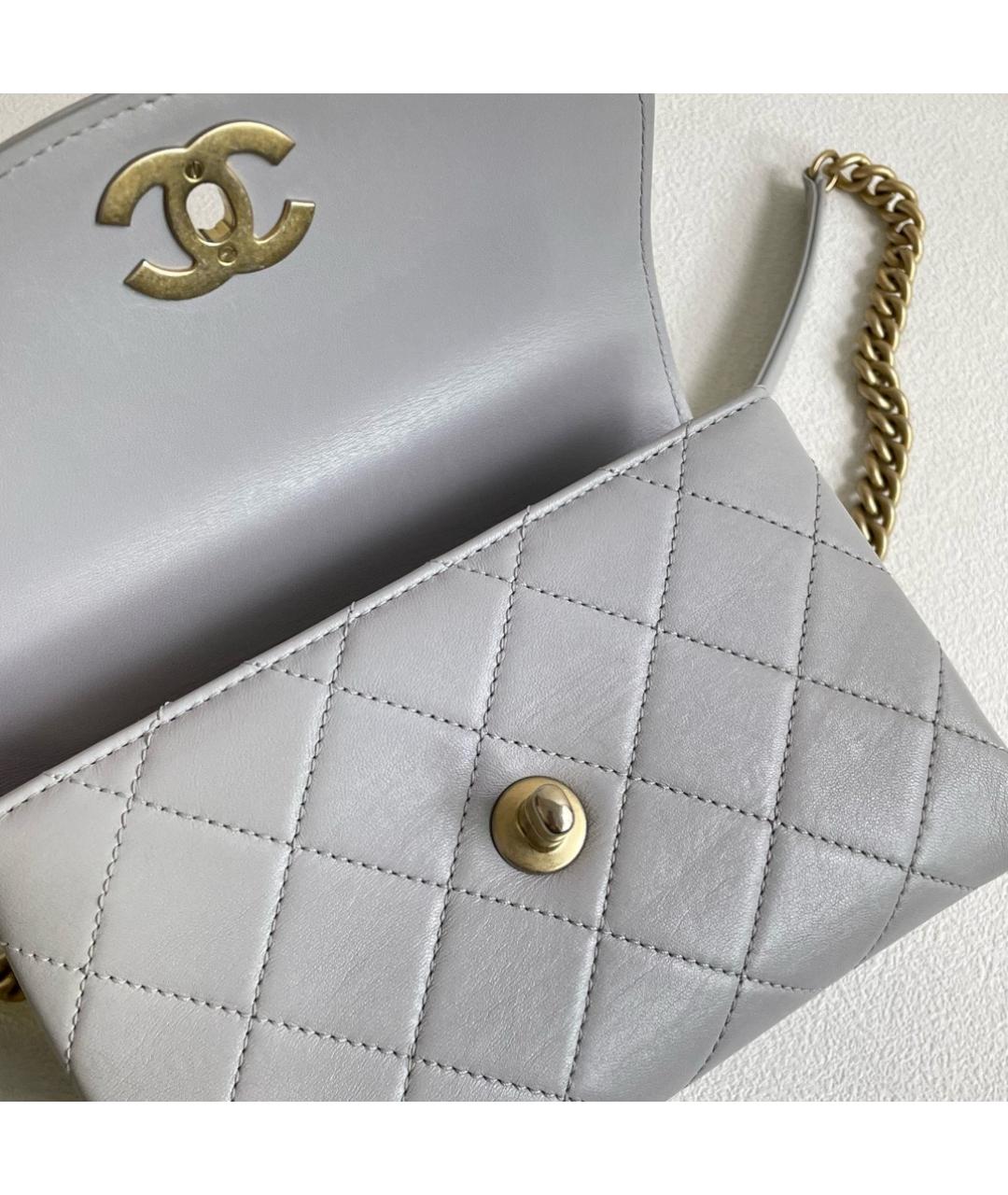 CHANEL Серая кожаная сумка через плечо, фото 7