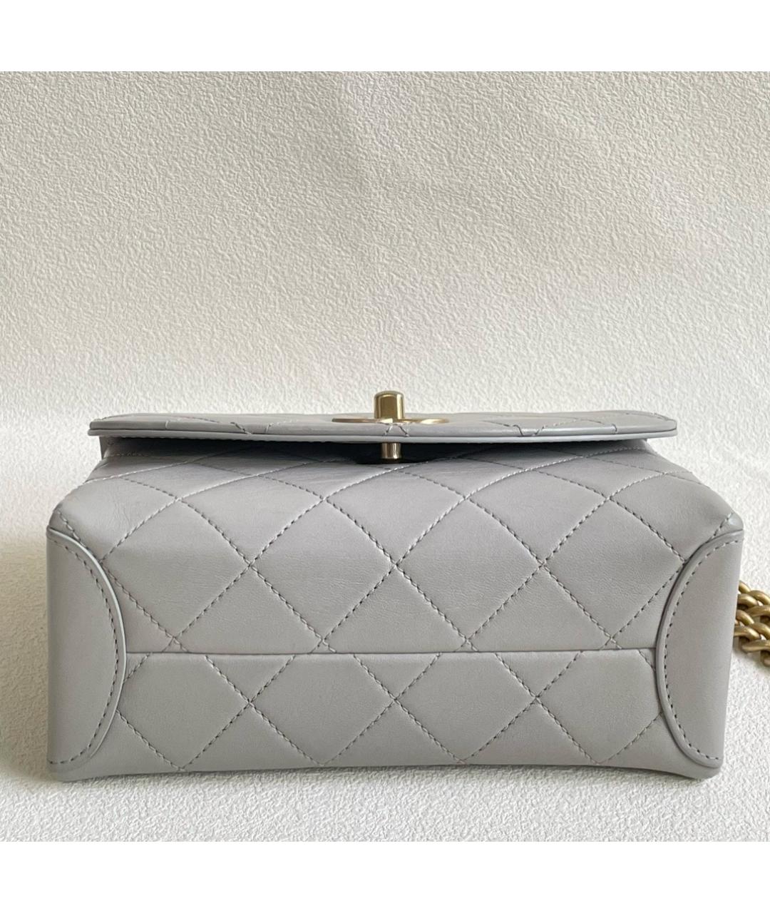 CHANEL Серая кожаная сумка через плечо, фото 4