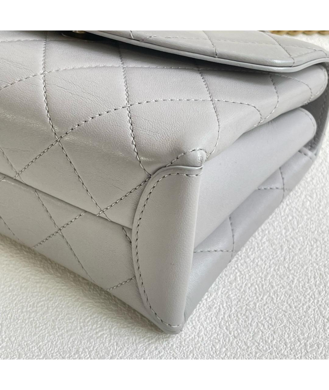 CHANEL Серая кожаная сумка через плечо, фото 6