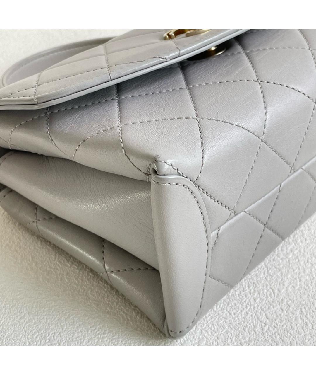 CHANEL Серая кожаная сумка через плечо, фото 5