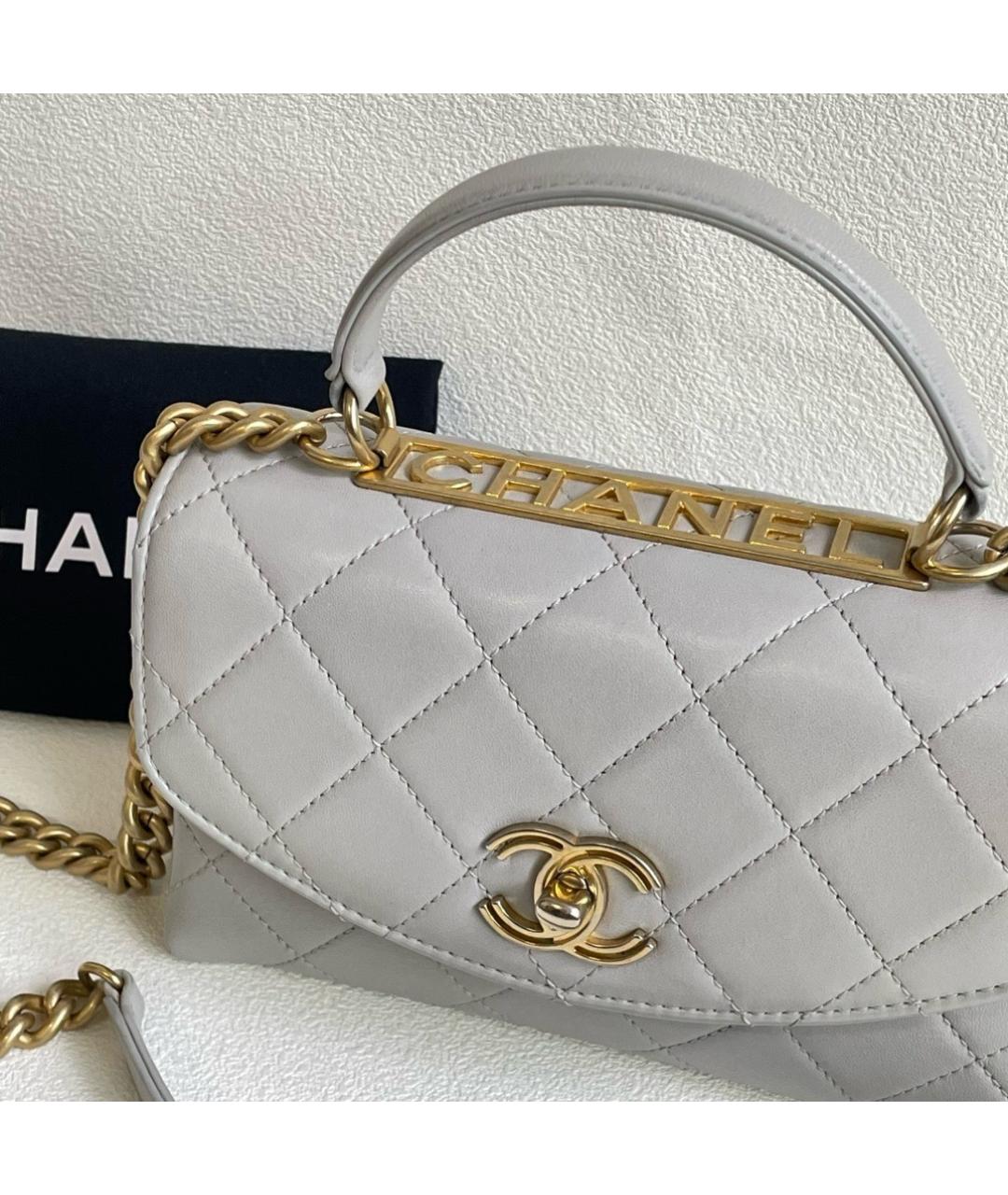 CHANEL Серая кожаная сумка через плечо, фото 2