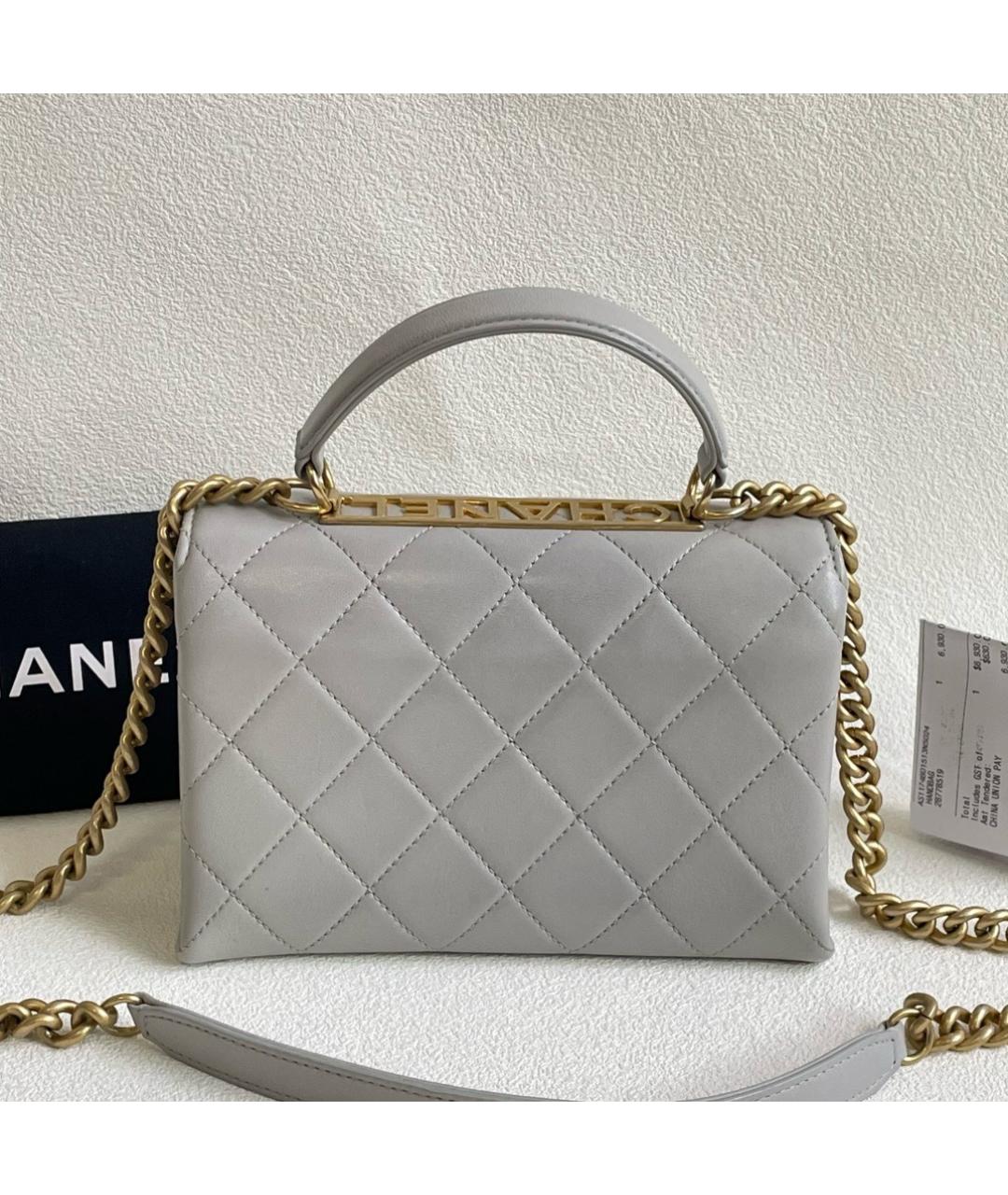 CHANEL Серая кожаная сумка через плечо, фото 3