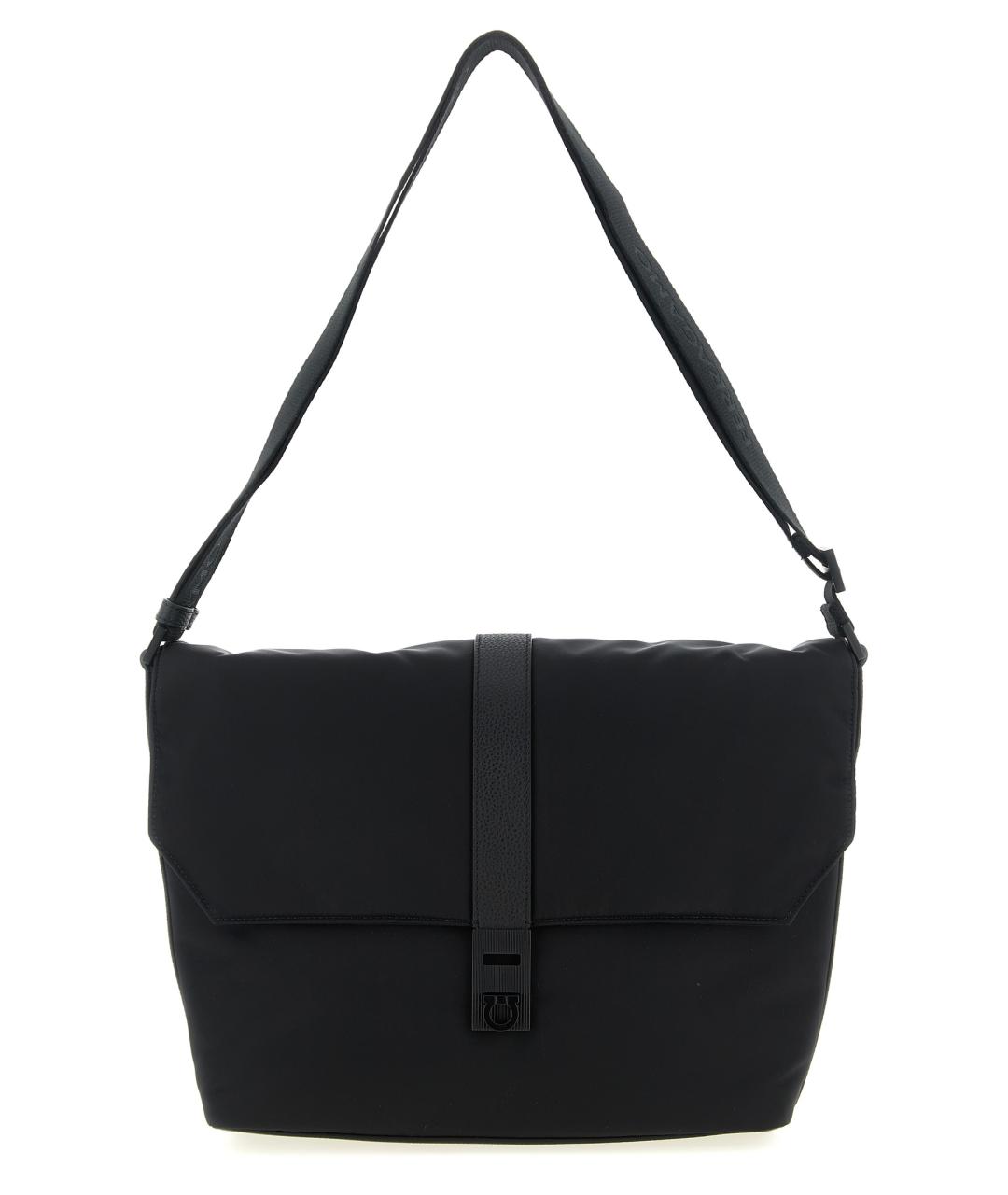 FERRAGAMO Черная синтетическая сумка на плечо, фото 1