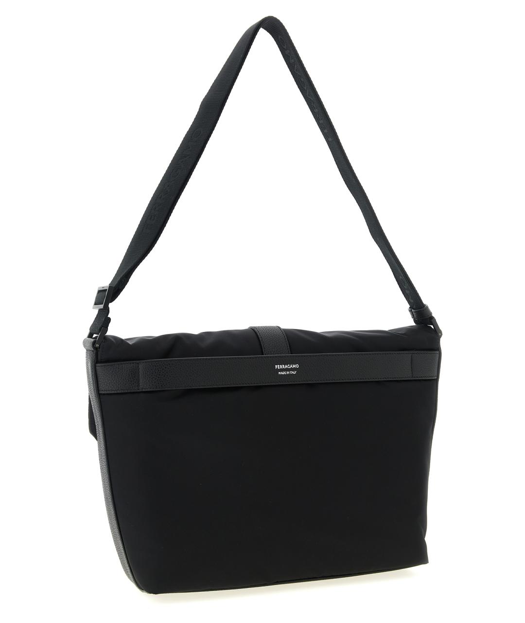FERRAGAMO Черная синтетическая сумка на плечо, фото 2