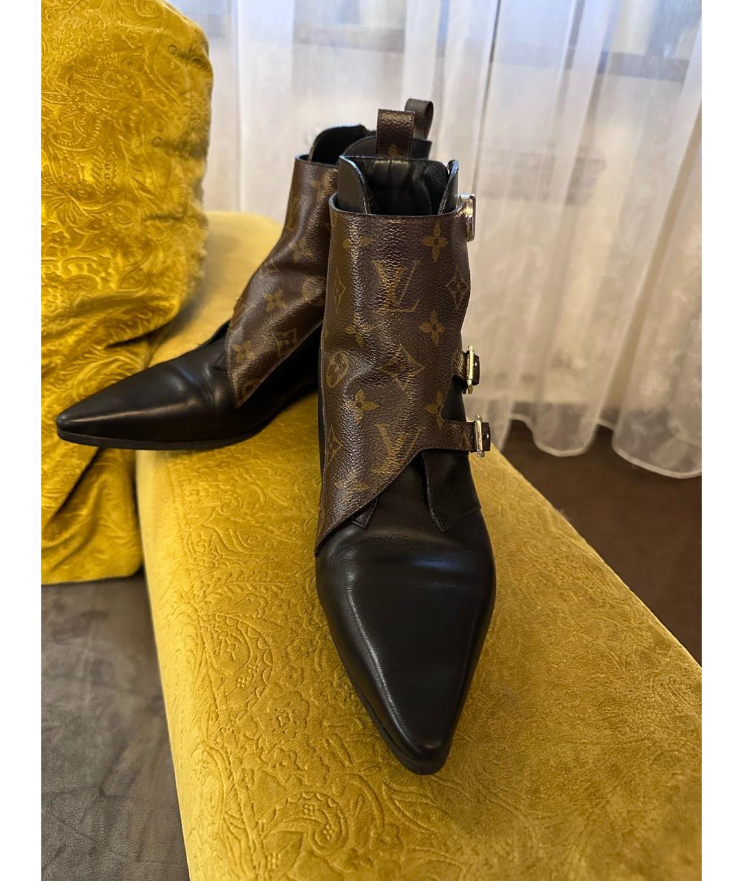 LOUIS VUITTON Черные кожаные ботинки, фото 3