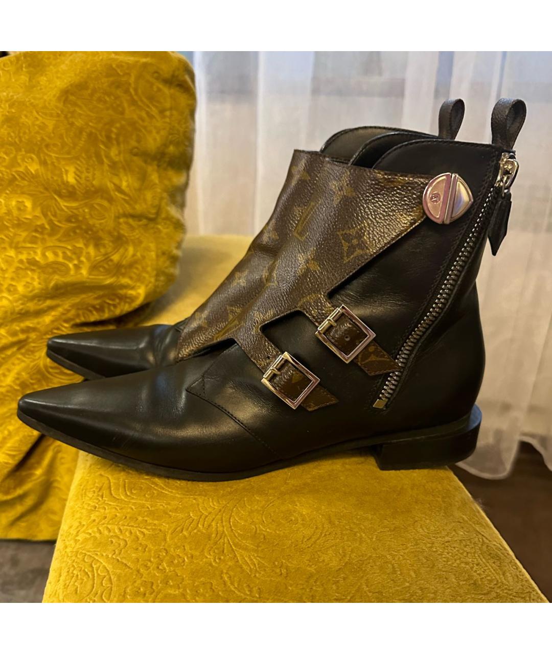 LOUIS VUITTON Черные кожаные ботинки, фото 6