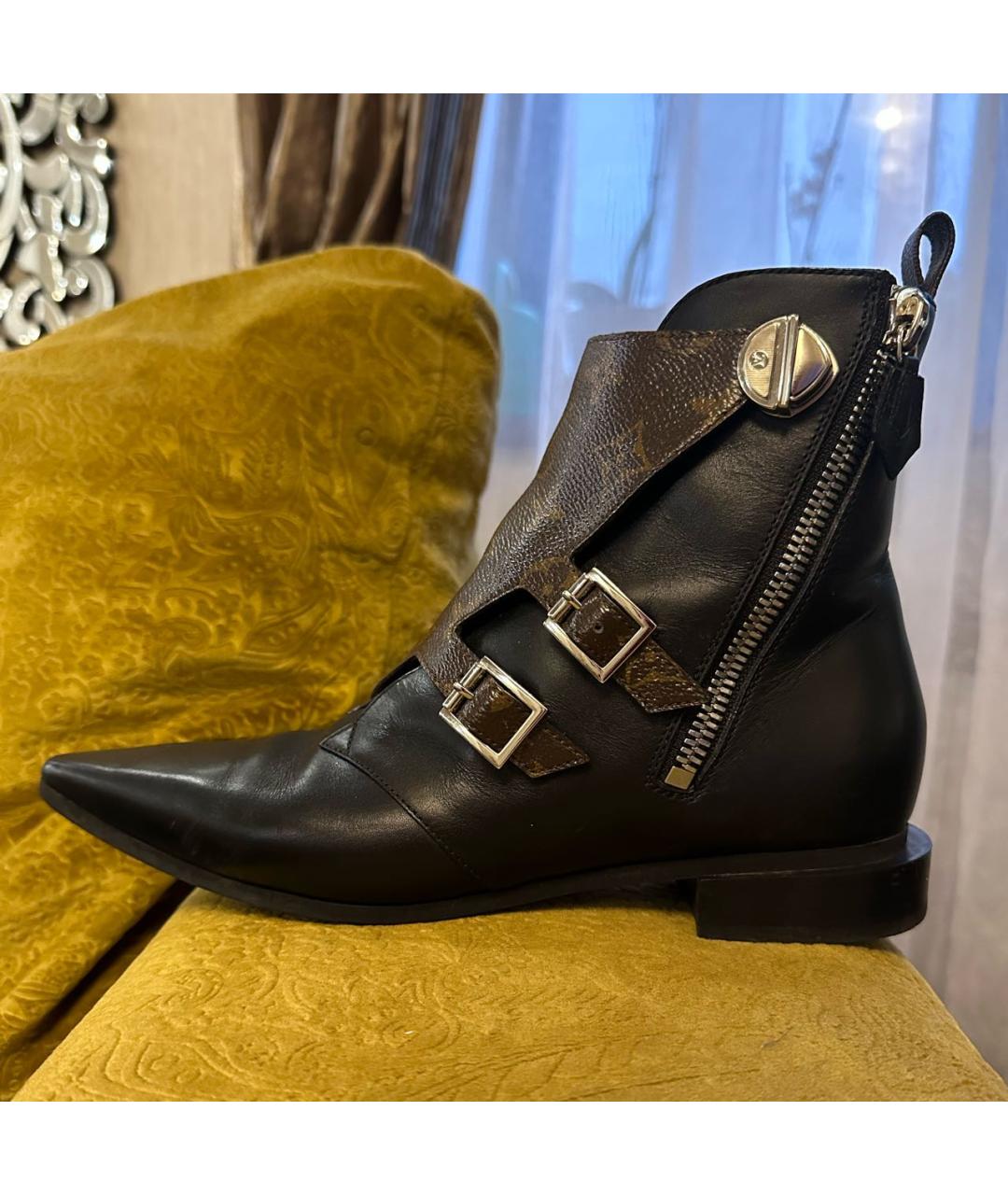 LOUIS VUITTON Черные кожаные ботинки, фото 7