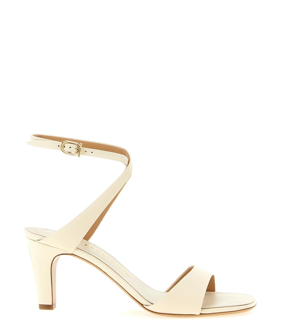 FERRAGAMO Бежевые кожаные босоножки, фото 1