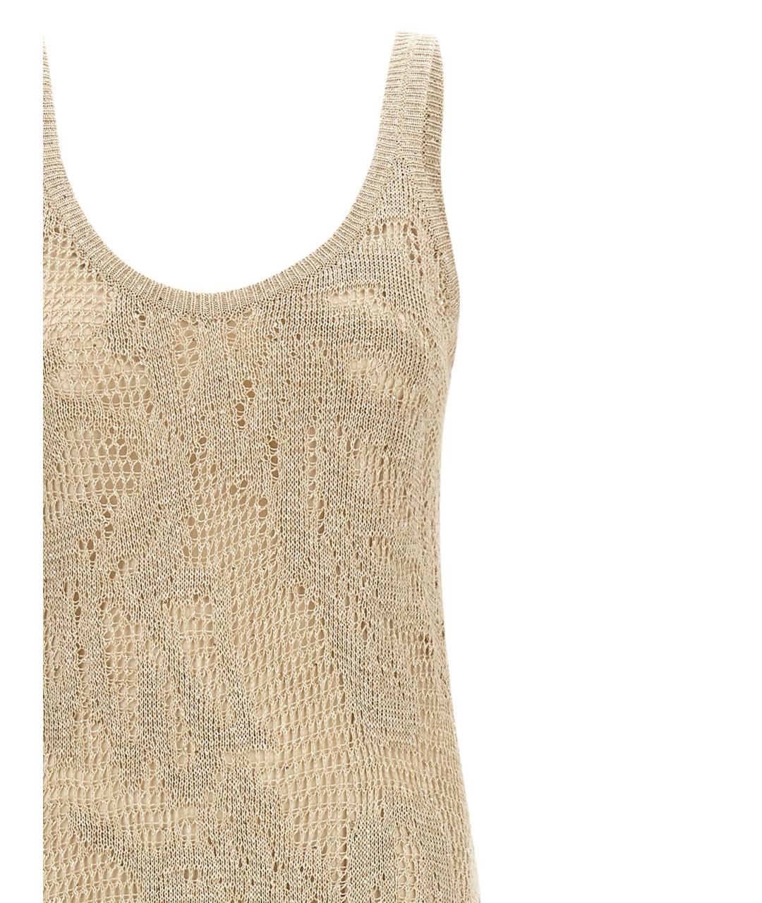 BRUNELLO CUCINELLI Бежевое льняное повседневное платье, фото 3