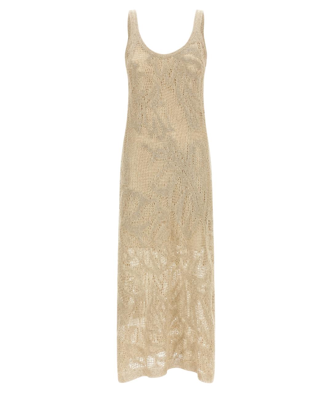 BRUNELLO CUCINELLI Бежевое льняное повседневное платье, фото 1