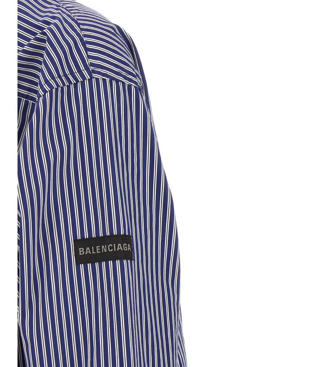 BALENCIAGA Синяя хлопковая кэжуал рубашка, фото 4