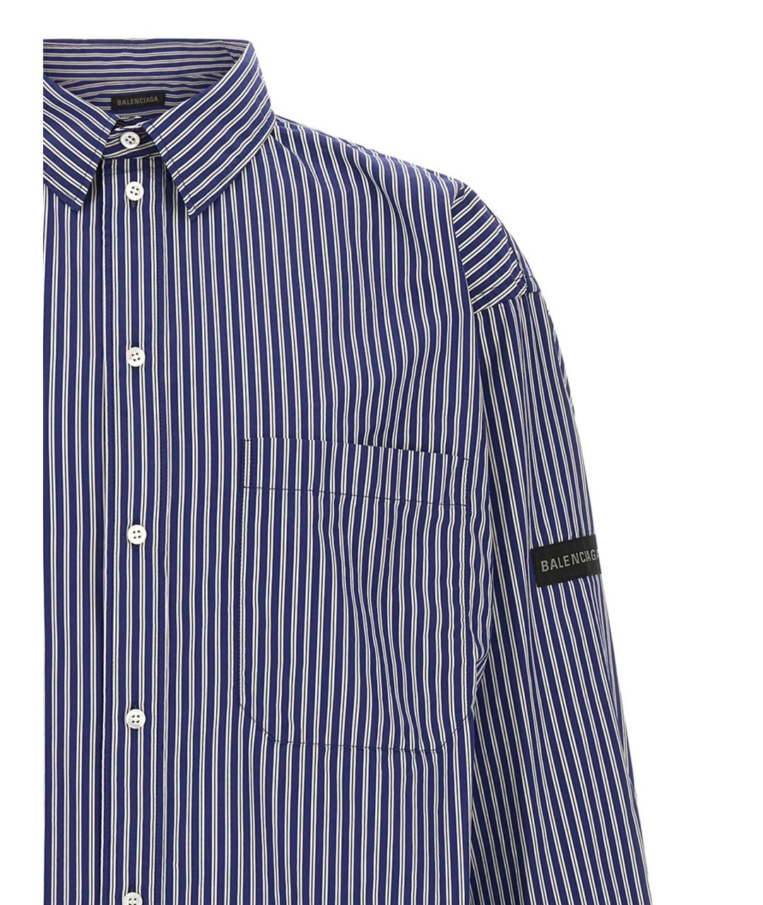 BALENCIAGA Синяя хлопковая кэжуал рубашка, фото 3