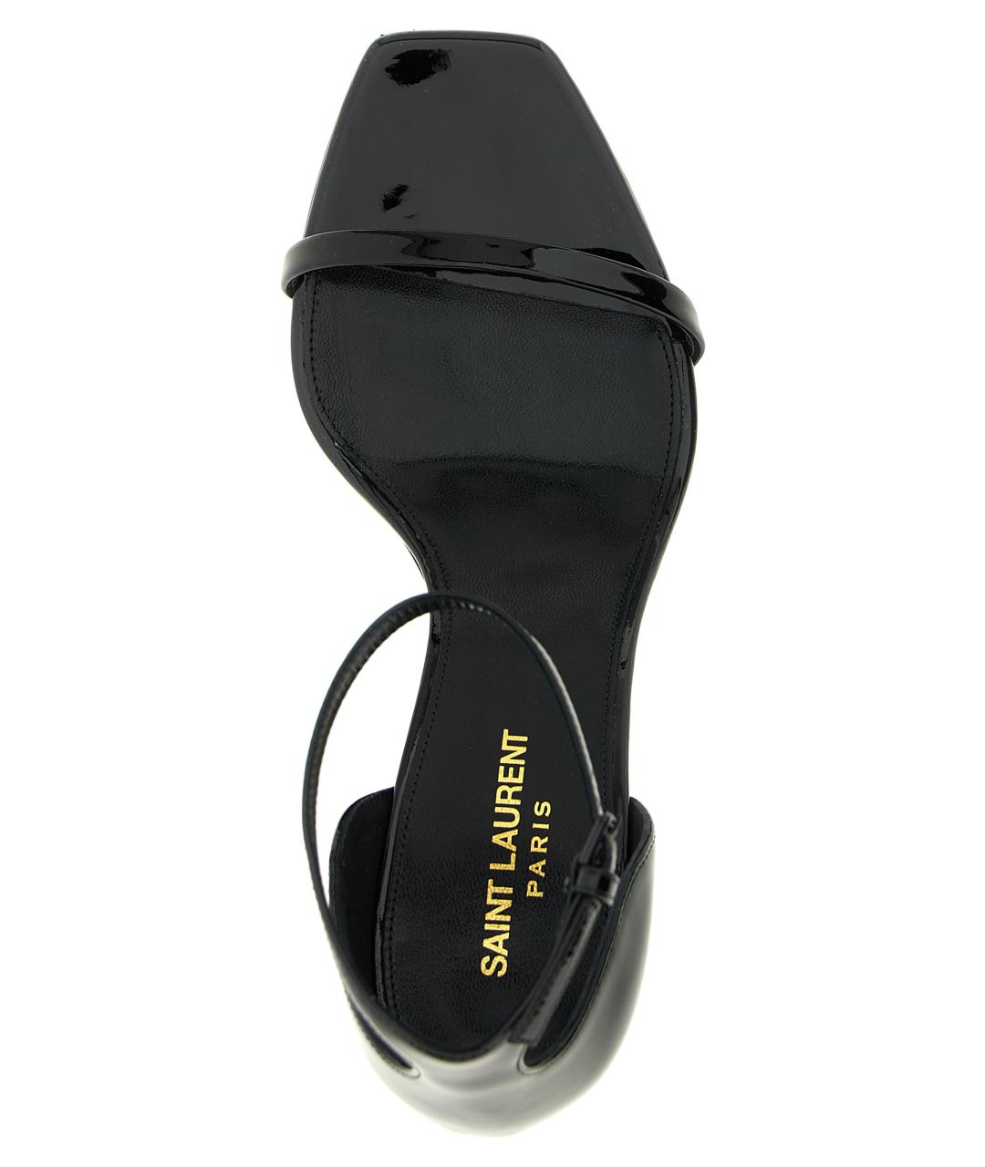 SAINT LAURENT Черные кожаные босоножки, фото 4