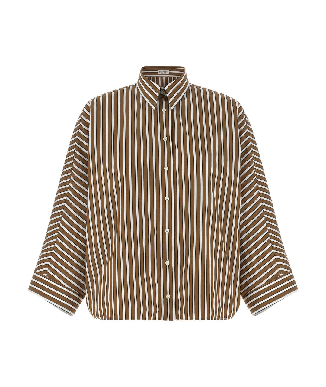 BRUNELLO CUCINELLI Коричневая хлопковая рубашка, фото 1
