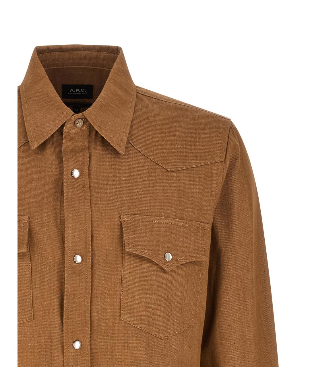 A.P.C. Коричневая хлопковая кэжуал рубашка, фото 3