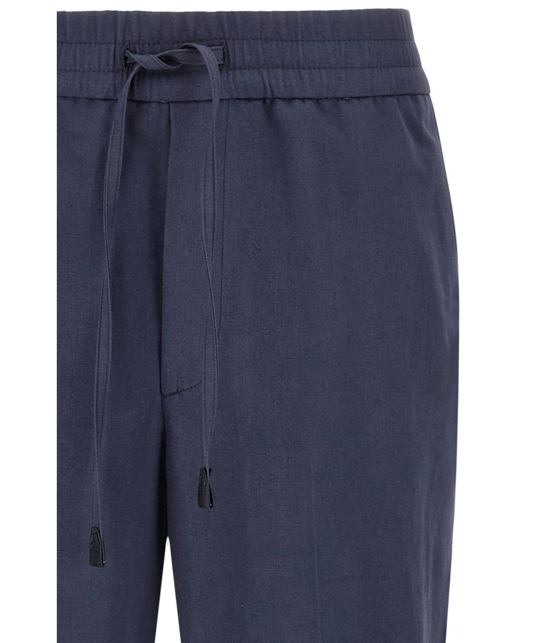 BRIONI Синие льняные повседневные брюки, фото 4