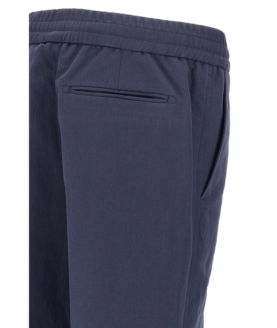 BRIONI Синие льняные повседневные брюки, фото 5