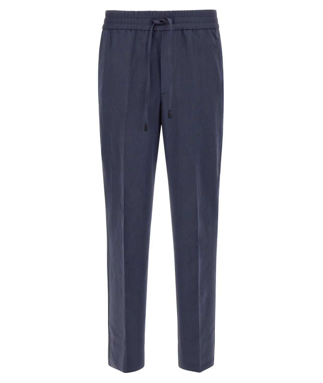 BRIONI Синие льняные повседневные брюки, фото 1