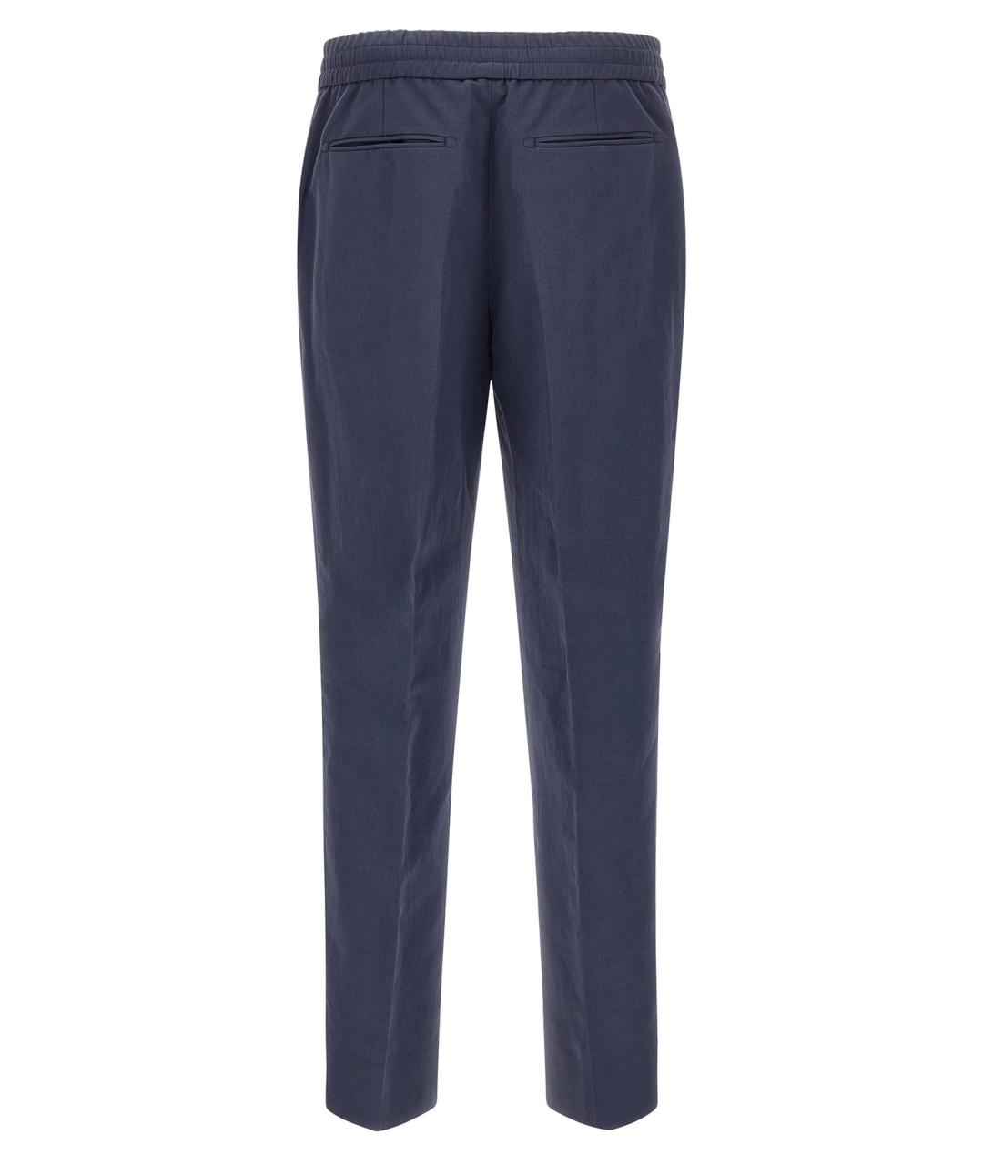 BRIONI Синие льняные повседневные брюки, фото 3