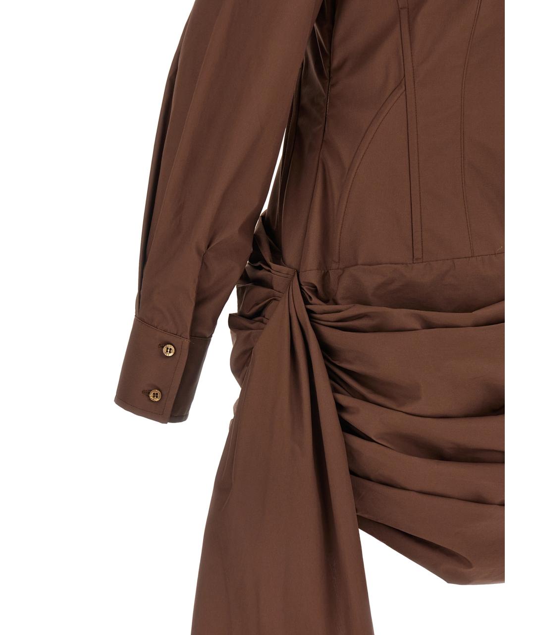 GIUSEPPE DI MORABITO Коричневое хлопковое платье, фото 4