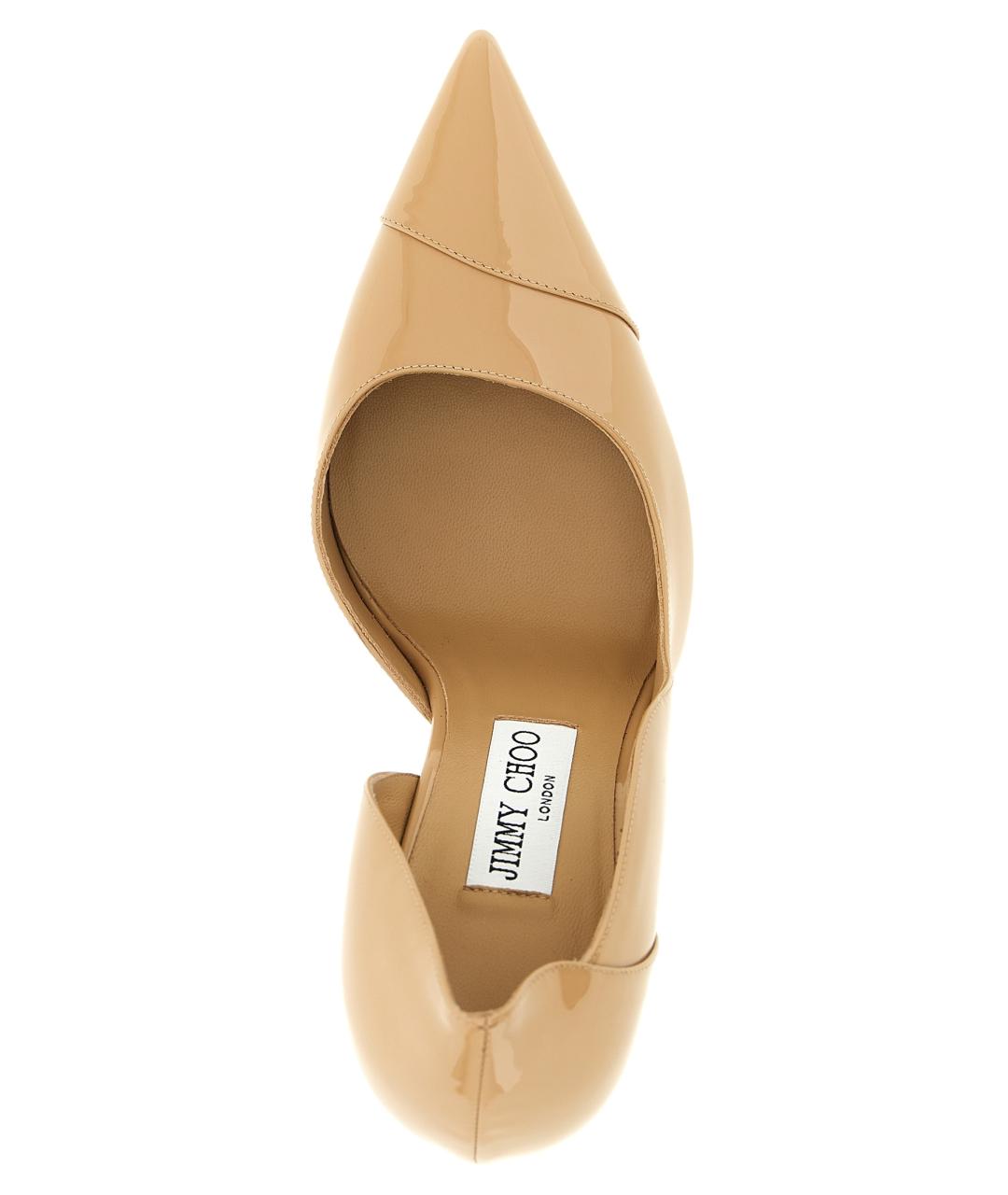 JIMMY CHOO Бежевые туфли из лакированной кожи, фото 4