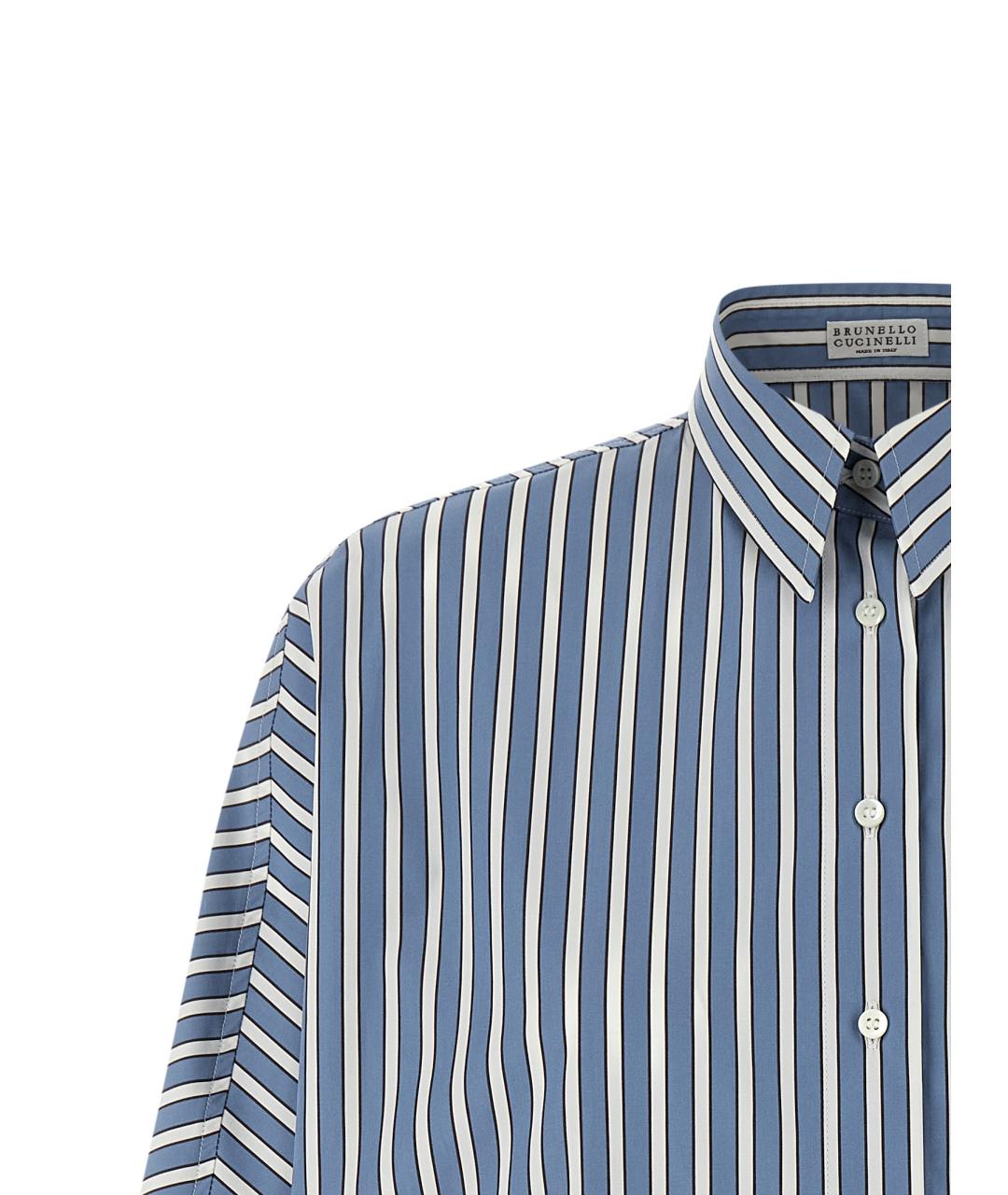 BRUNELLO CUCINELLI Голубая хлопковая блузы, фото 3