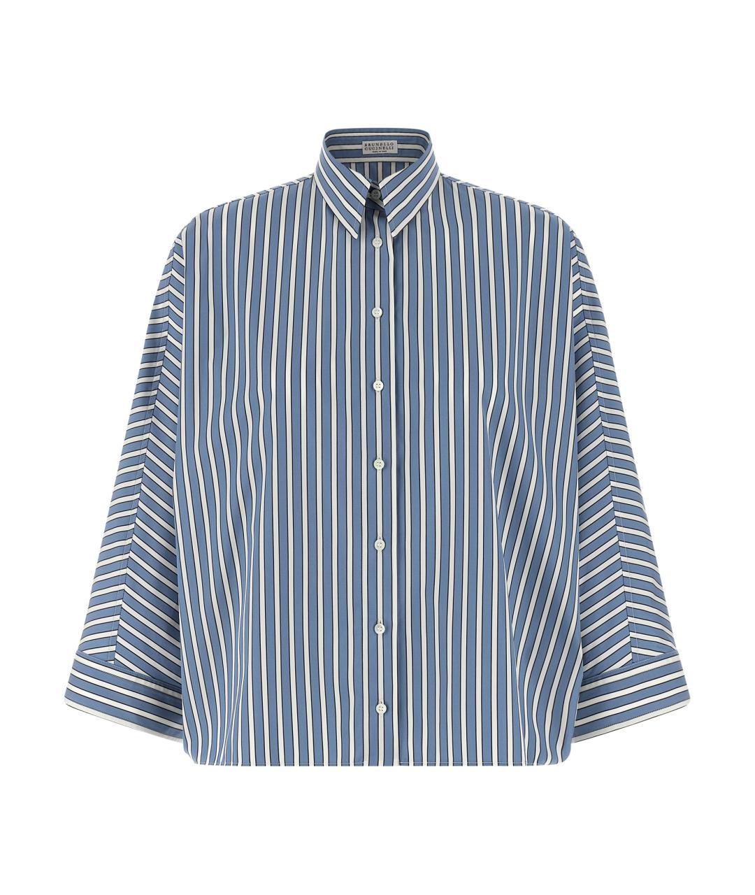 BRUNELLO CUCINELLI Голубая хлопковая блузы, фото 1