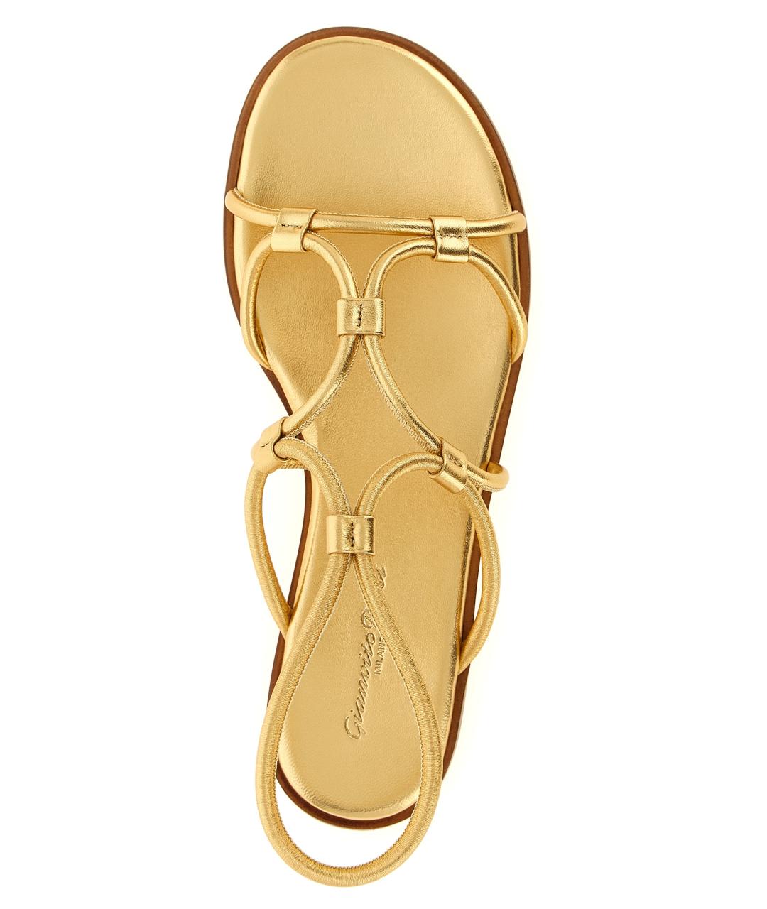 GIANVITO ROSSI Золотые кожаные сандалии, фото 4