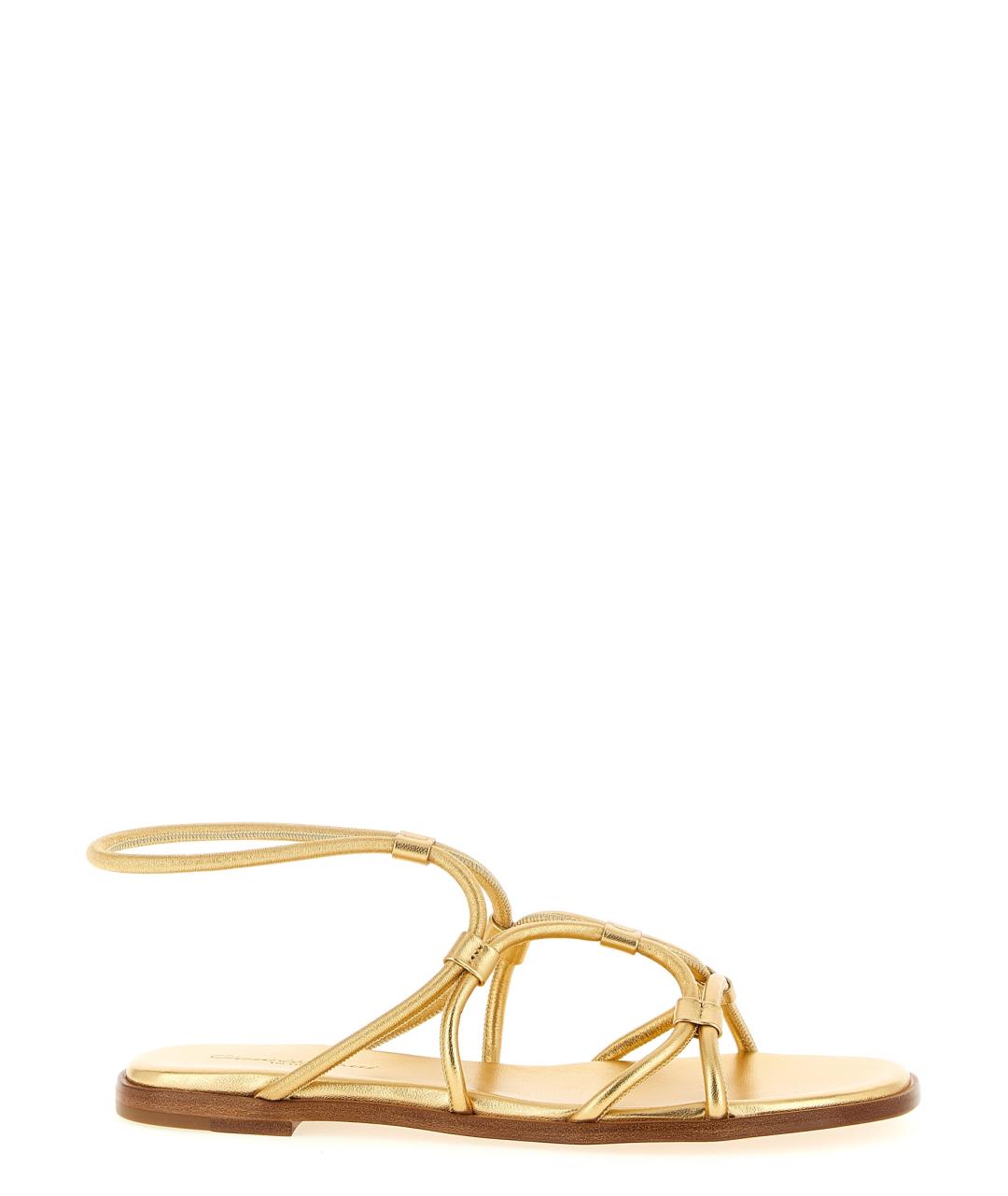 GIANVITO ROSSI Золотые кожаные сандалии, фото 1