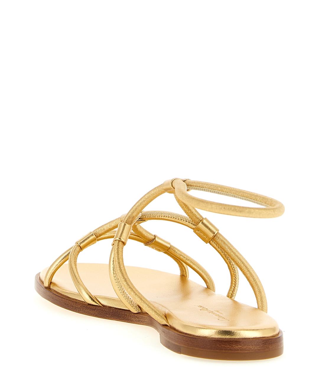 GIANVITO ROSSI Золотые кожаные сандалии, фото 3