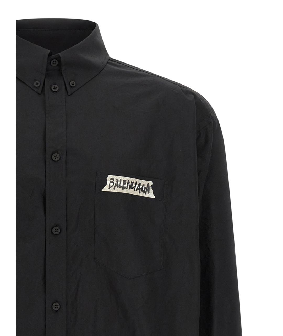 BALENCIAGA Черная хлопковая кэжуал рубашка, фото 3