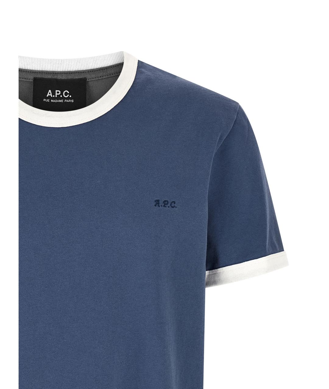 A.P.C. Синяя хлопковая футболка, фото 3