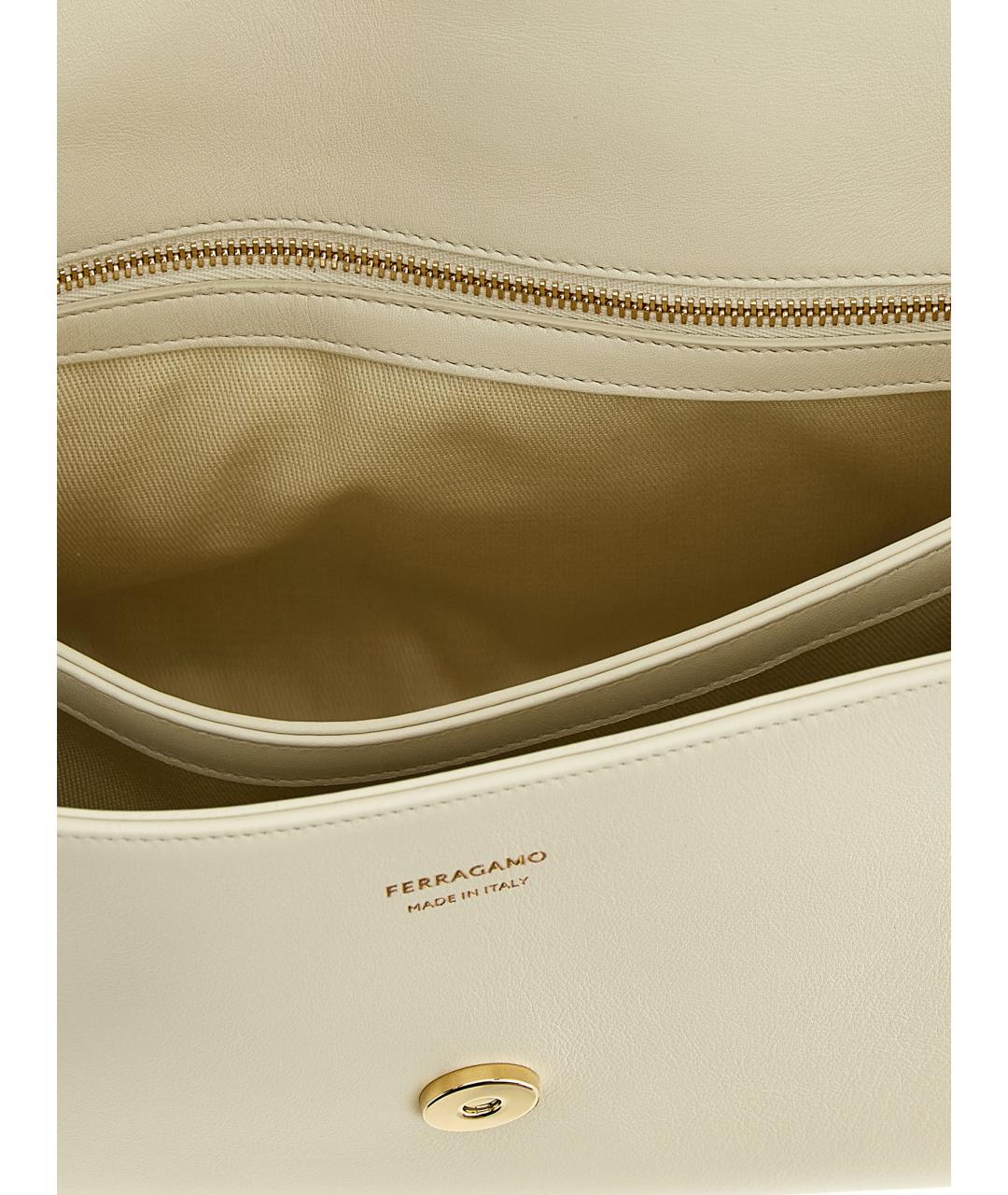 FERRAGAMO Бежевая кожаная сумка через плечо, фото 4