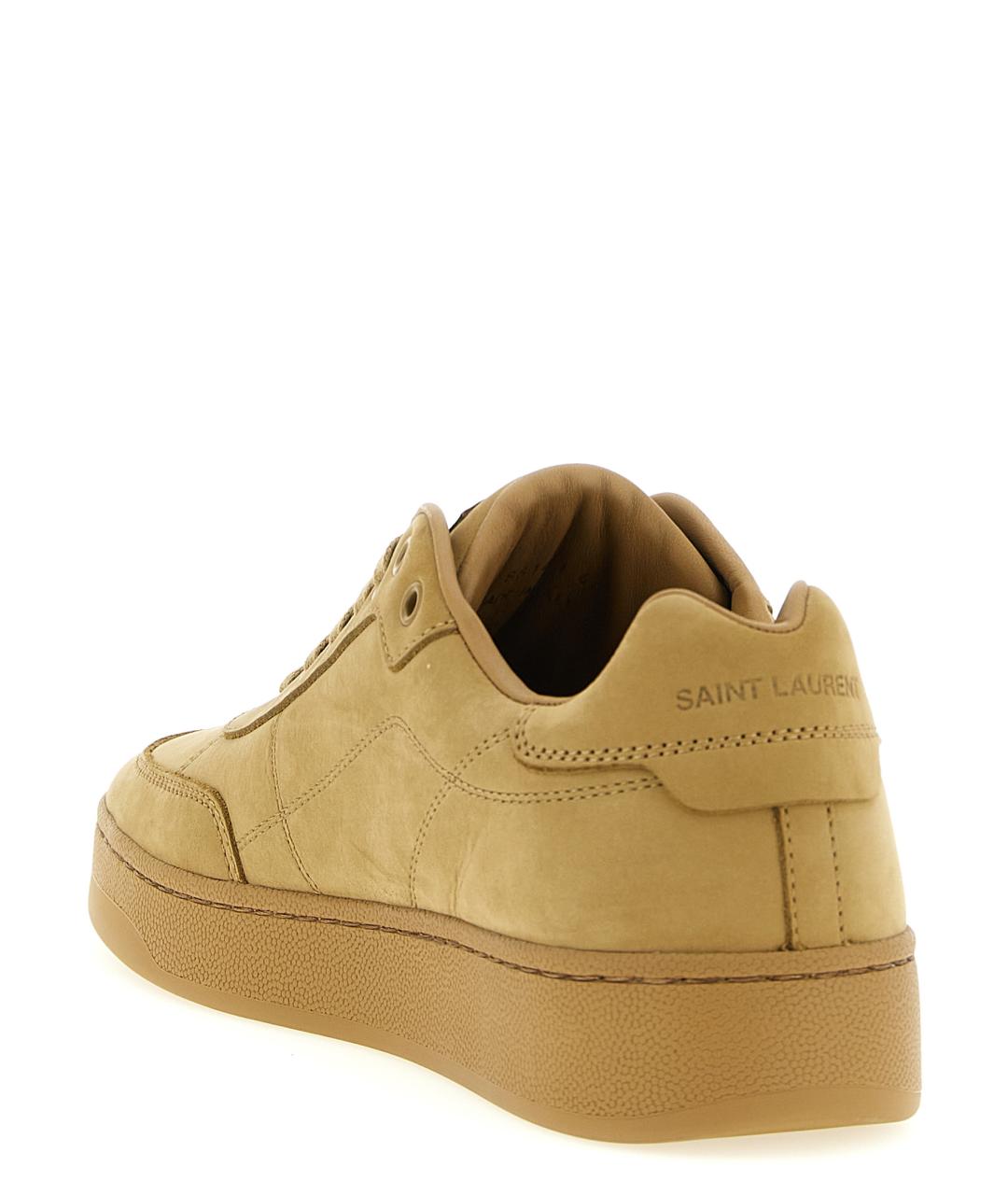 SAINT LAURENT Бежевые кожаные низкие кроссовки / кеды, фото 3