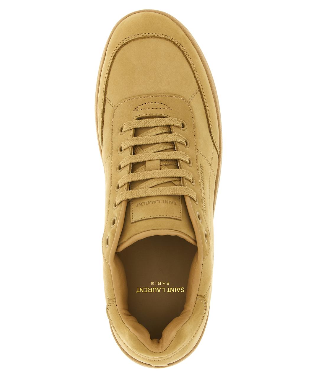 SAINT LAURENT Бежевые кожаные низкие кроссовки / кеды, фото 4