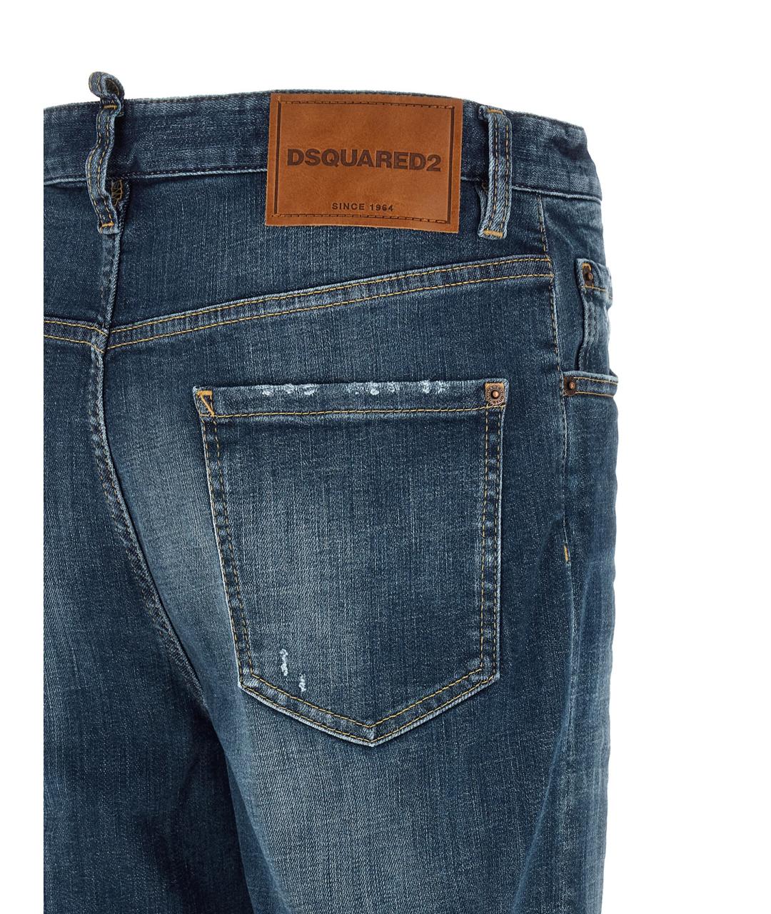 DSQUARED2 Синие хлопковые прямые джинсы, фото 4