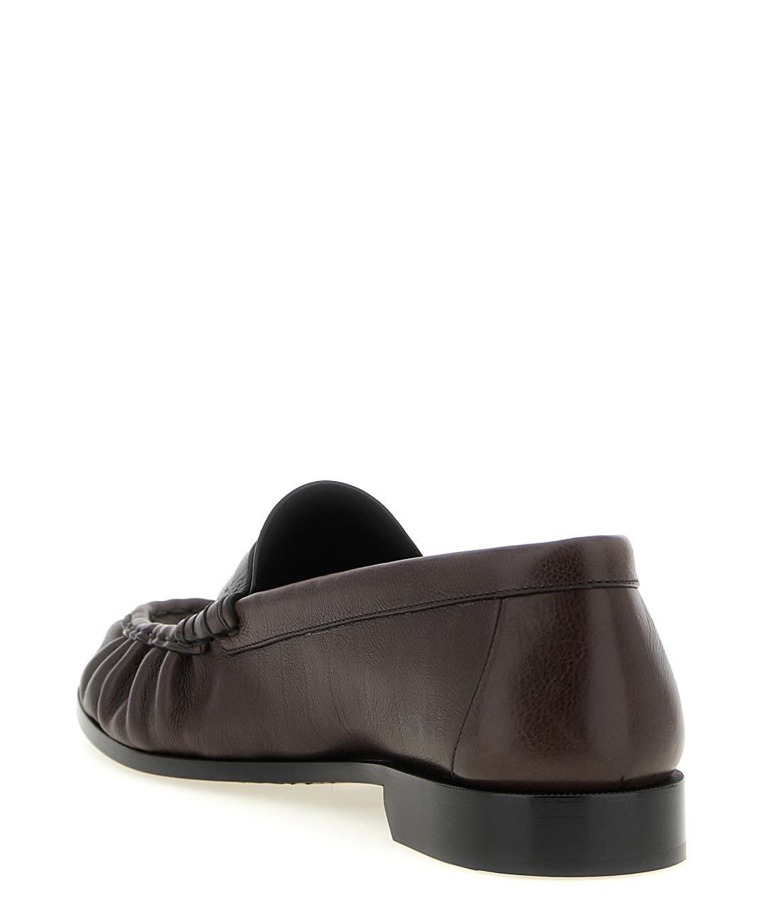 SAINT LAURENT Коричневые кожаные лоферы, фото 3