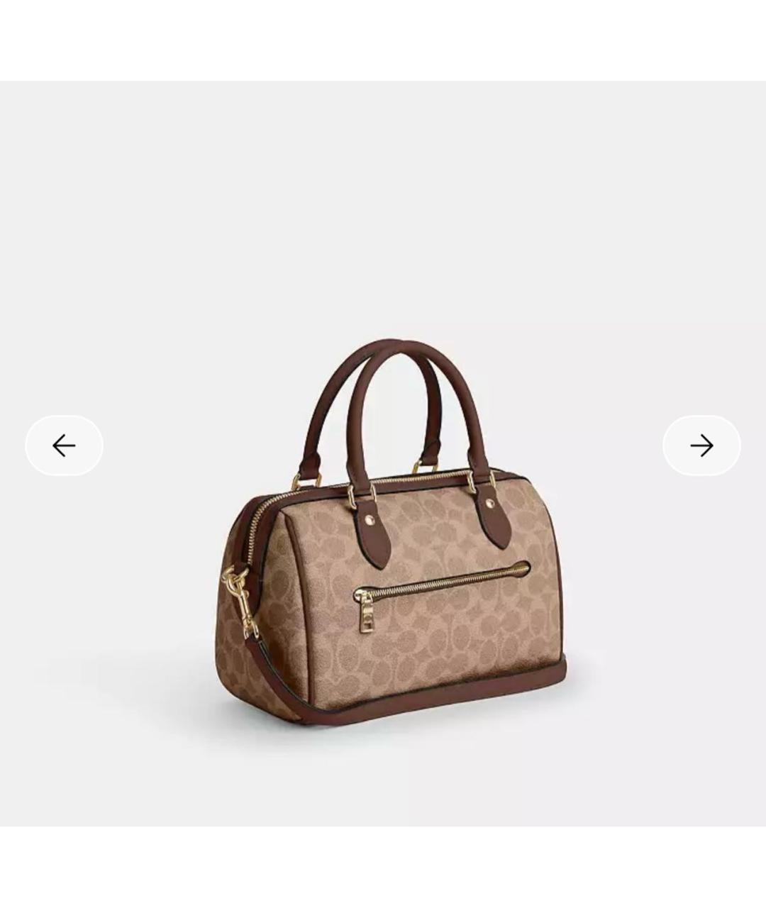 COACH Коричневая кожаная сумка с короткими ручками, фото 3